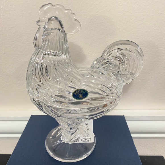 Bohemian 24% Lead Crystal Rooster Candy Dish - Picture 3 of 7